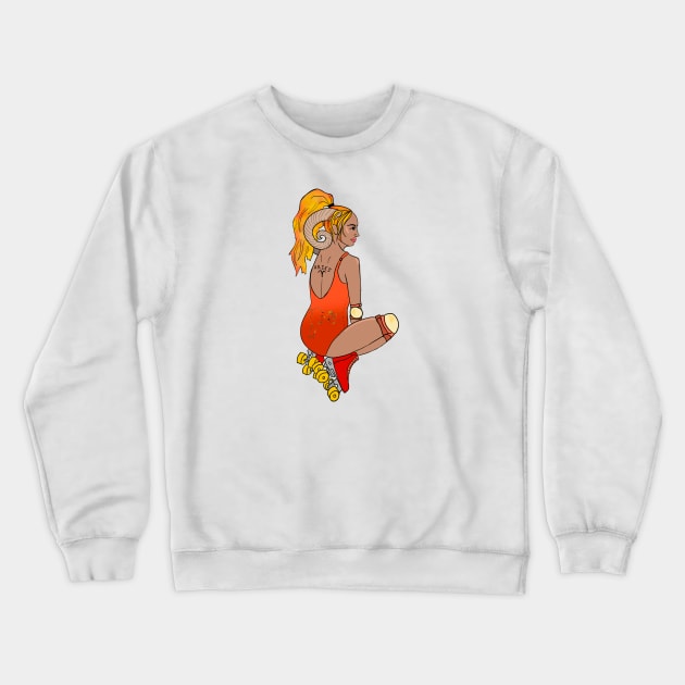 Aries Pinup Rollergirl Crewneck Sweatshirt by Hotanist